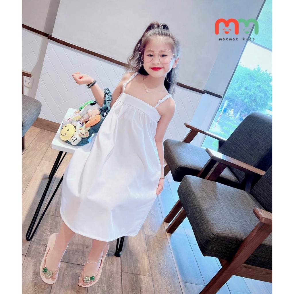 Váy bé gái 2 dây đi biển chất kate cao cấp mềm mịn cho bé 14kg đến 46kg