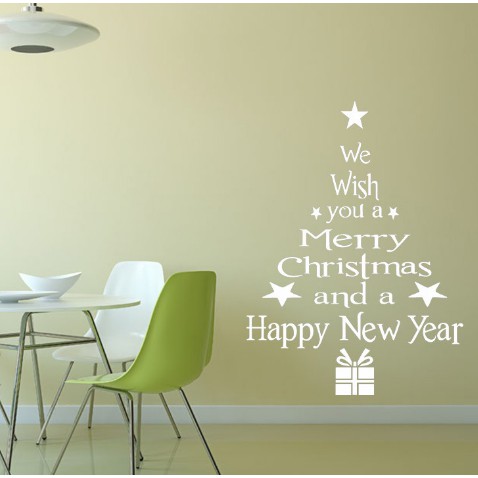 Giấy Dán Tường Decal MERRY CHRÍTMAS AND HAPPY NEW ỶEAR - CÂY THÔNG NOEL Tiện Dụng Cho Cả Tết (ĐƯỢC CHỌN MẪU)