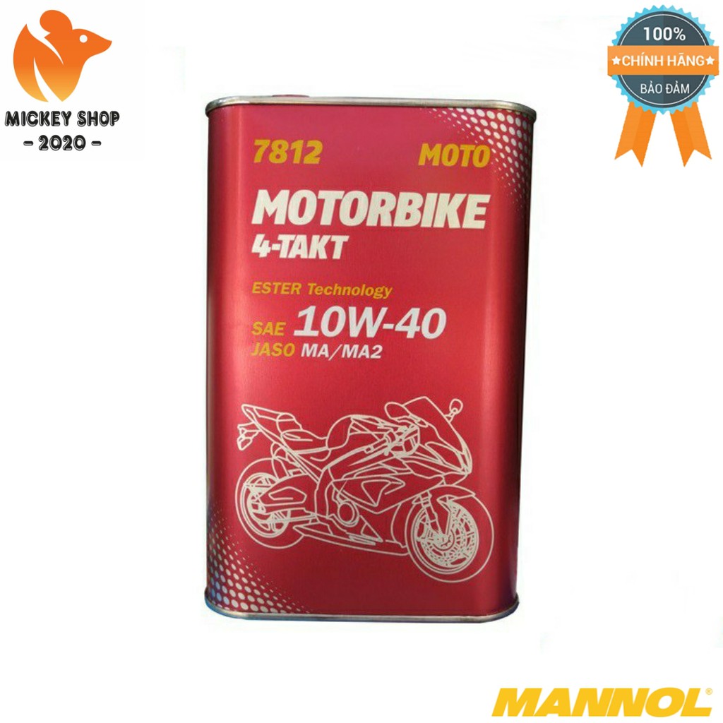 Nhớt MANNOL 10W-40 SL 4-Takt Motorbike ESTER 7812 1L Hàng Đức Cao Cấp Chính Hãng dành cho xe PKL - Mickey2020shop
