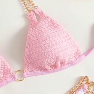 Bikini tam giác hồng phối xích