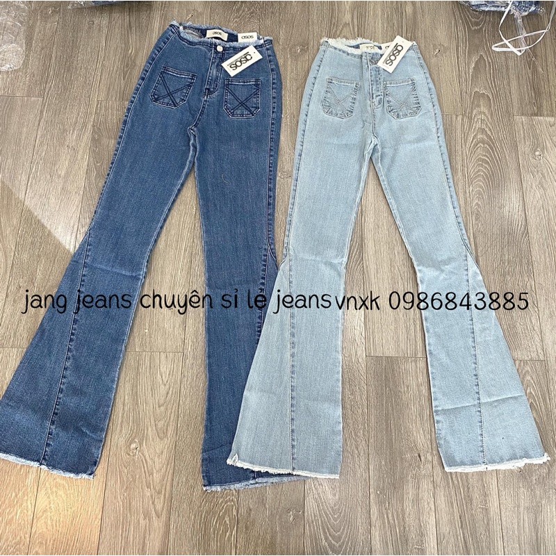 Quần ống pass dáng dài jeans vnxk , quần jeans loe vnxk