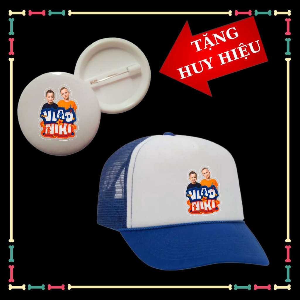Mũ lưỡi trai trẻ em VladNiki ngộ nghĩnh, đủ màu sắc, Kèm huy hiệu Vlad Niki