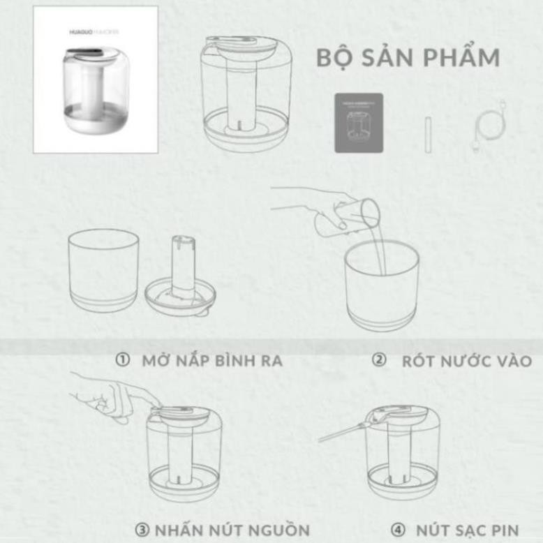 Máy phun sương tạo độ ẩm không khí - Khuyếch Tán Tinh Dầu Cỡ Lớn - Dung tích 1000ml - Có đèn ngủ và chế độ tự tắt