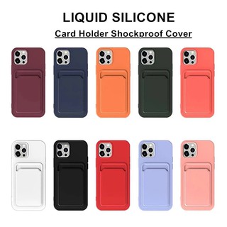 Ốp Lưng iPhone 12 12 Mini 12 Pro iPhone 12 Pro Max iPhone 11 Pro Max Silicone Case HP Casing Ultra Slim Anti-Scratch Shockproof Liquid Silicon Gel Candy Cover with Card Holder Wallet Sleeves Slot