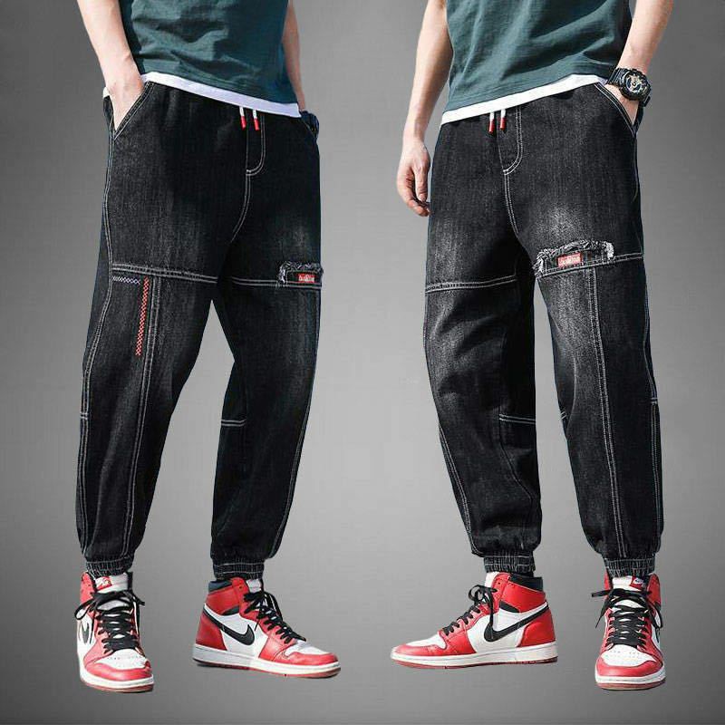 Quần Jeans Jogger Nam Cạp Chun Bó Ống Phong Cách HIPHOP STREETWEAR Ulzzang đi chơi tập gym | BigBuy360 - bigbuy360.vn