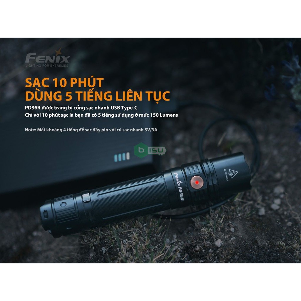 ĐẠI LÝ ĐỘC QUYỀN FENIX - Đèn pin Fenix - PD36R LUMINUS SST40 - 1600 Lumens