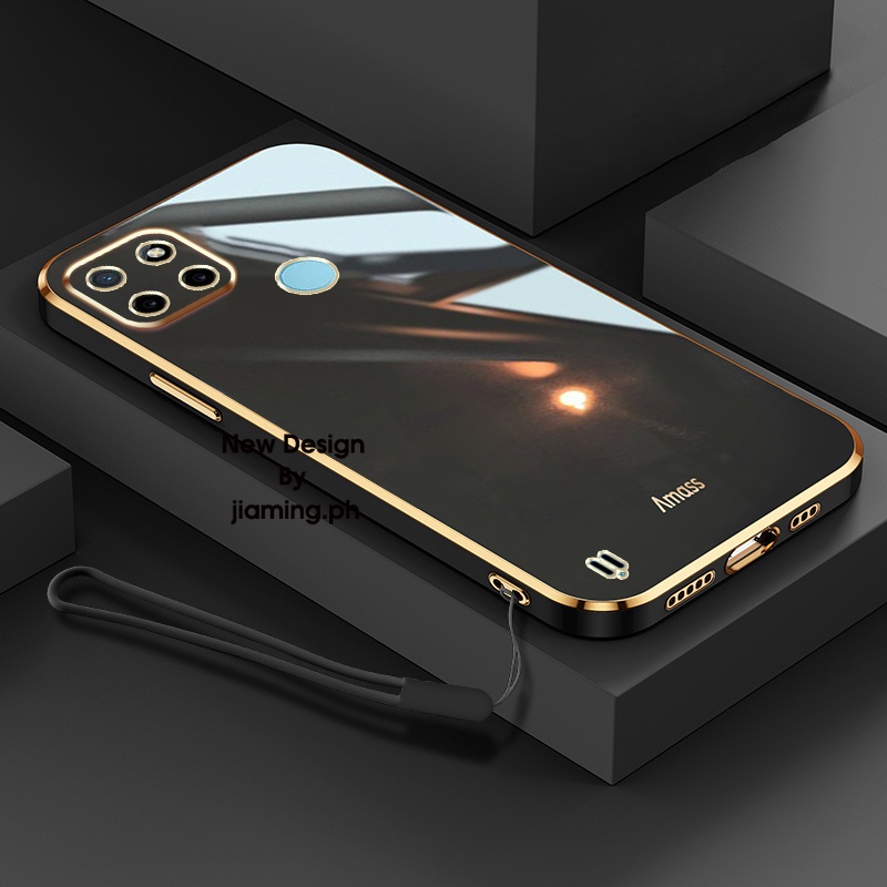 Ốp Điện Thoại Mềm Màu Kẹo Thiết Kế Sang Trọng Có Dây Đeo Cho OPPO Realme C21Y C25Y 2022