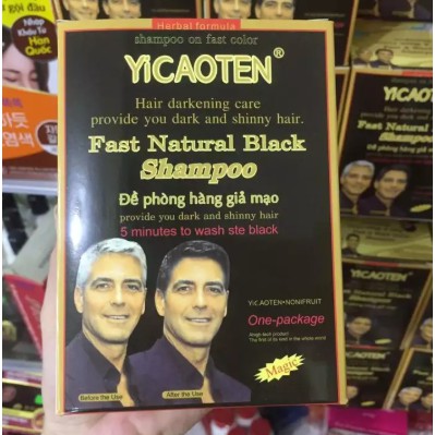 Hộp 10 Gói Dầu Gội Nhuộm Đen Tóc YiCaoTen - Gội Là Đen (Hộp 10 Gói Có Kèm Bao Tay) mola | BigBuy360 - bigbuy360.vn