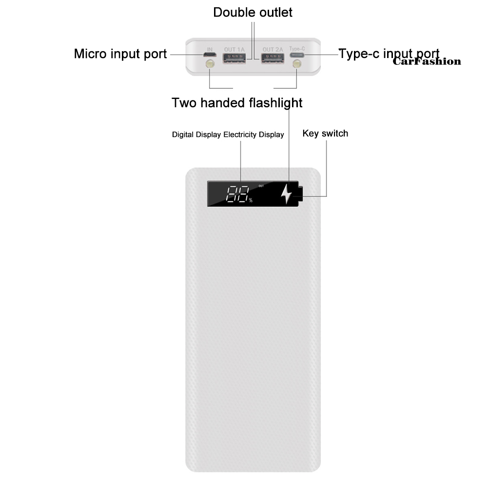 Vỏ Pin Sạc Dự Phòng Tự Lắp Ráp Cổng Micro USB Type-C 18650 Có Màn Hình LCD Ốp