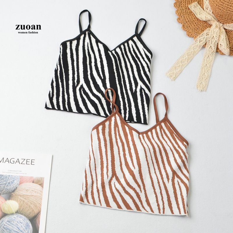 SUXI Áo Yếm Dệt Kim Hoạ Tiết Ngựa Vằn Cho Nữ