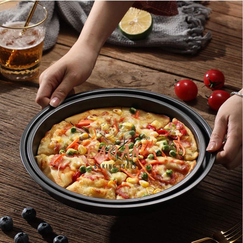 Khuôn khay thép tròn nướng bánh Pizza chống dính