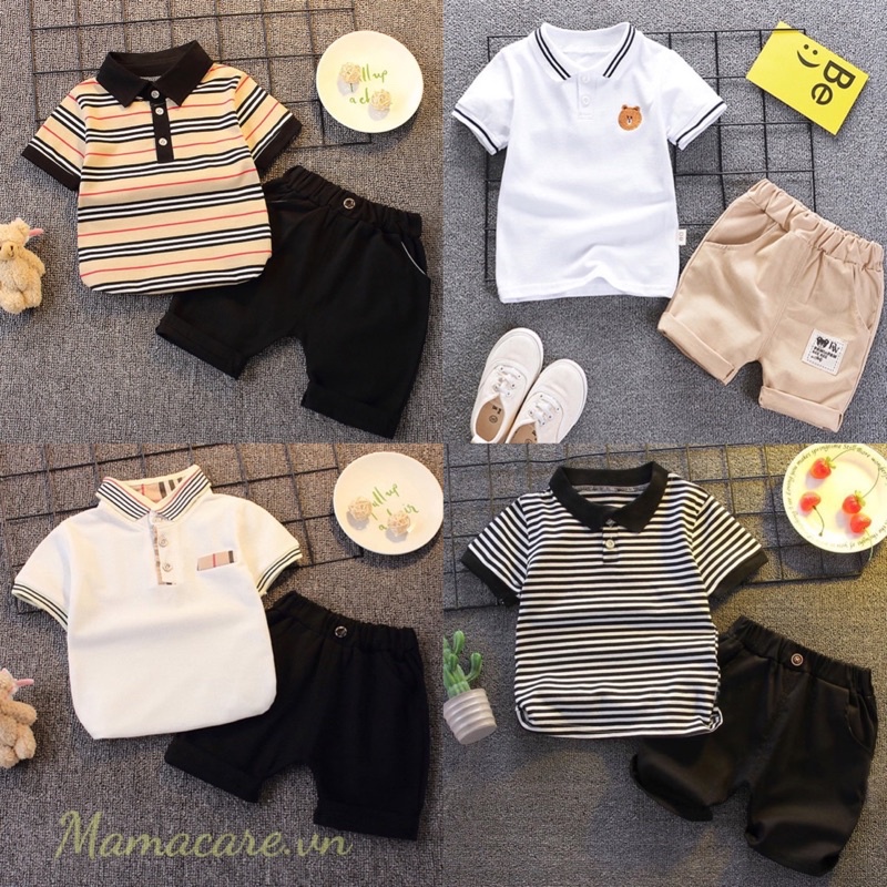 Bộ quần áo bé trai mùa hè từ 1-5, set gồm một áo POLO ngắn tay và quần sooc