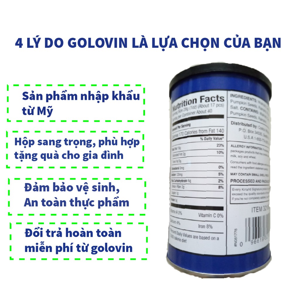 Hạt dinh dưỡng hỗn hợp mixed nuts Kirkland hộp 453g sang trọng phù hợp tặng quà, giỏ quà golovinshop | BigBuy360 - bigbuy360.vn