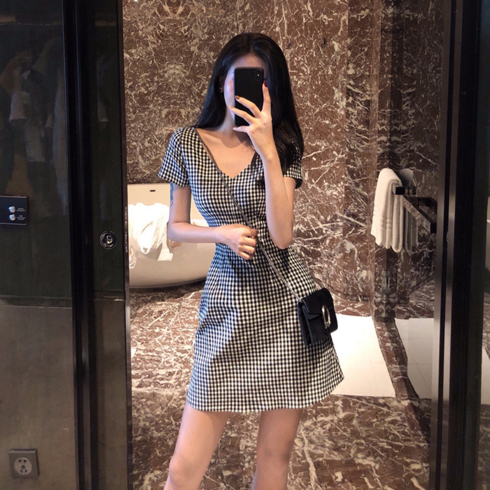 Đầm nữ , đầm kẻ caro nữ siêu xinh , váy dáng ôm phiên bản mới của Hàn Quốc ATILA.SHOP | BigBuy360 - bigbuy360.vn