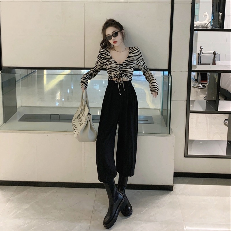 Áo kiểu PERTY tay ngắn cổ chữ V thiết kế dây rút phong cách Hàn Quốc thời trang mùa thu quyến rũ dành cho nữ