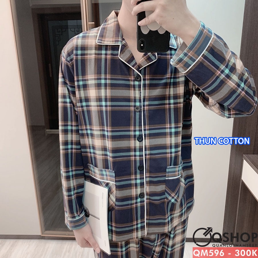 Bộ đồ pijama nam thun cotton tay dài cao cấp QSHOP QM593 - QM594 - QM595 - QM596 - QM597