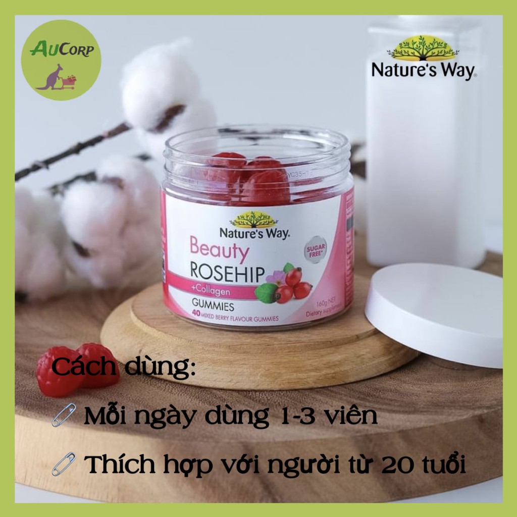 Kẹo Dẻo trắng da - Bổ Sung Collagen - Nature's Way Beauty Collagen Rosehip- ÚC - 40 Viên | BigBuy360 - bigbuy360.vn