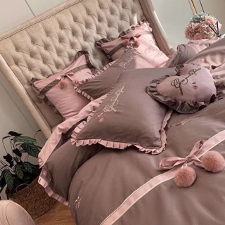 Set lụa tim bông 7 món cao cấp, đẹp hoàn hảo
