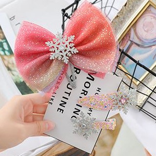 Bộ Nơ Cài Tóc 3 Món Hình Tượng Elsa Cho Bé Gái. Phụ Kiện Công Chúa Elsa