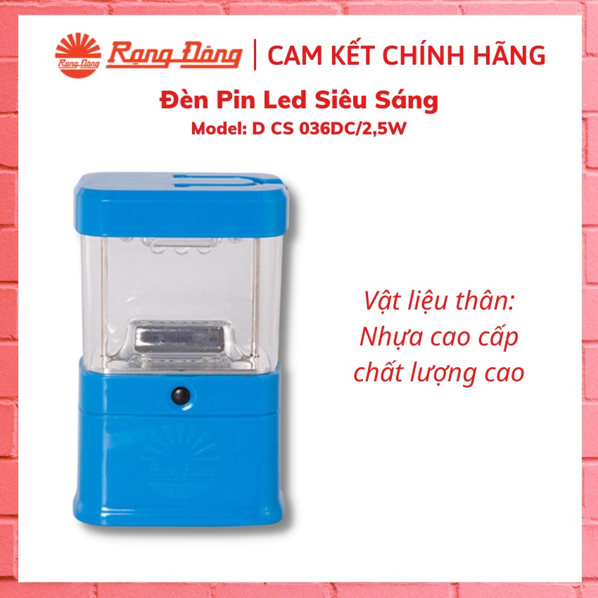 Đèn Pin Led Siêu Sáng Rạng Đông Model: D CS 036DC/2,5W- Đèn Bin Dự Phòng Lúc Mất Điện – Chiếu sáng liên tục trong