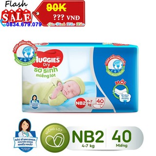 Miếng Lót Sơ Sinh Huggies Dry Newborn 2 - 40 Miếng cho bé 4-7kg