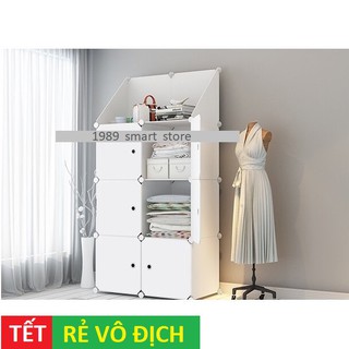 TỦ NHỰA LẮP GHÉP 6 Ô + 2 KỆ ĐỂ ĐỒ ĐA NĂNG CHO BÉ