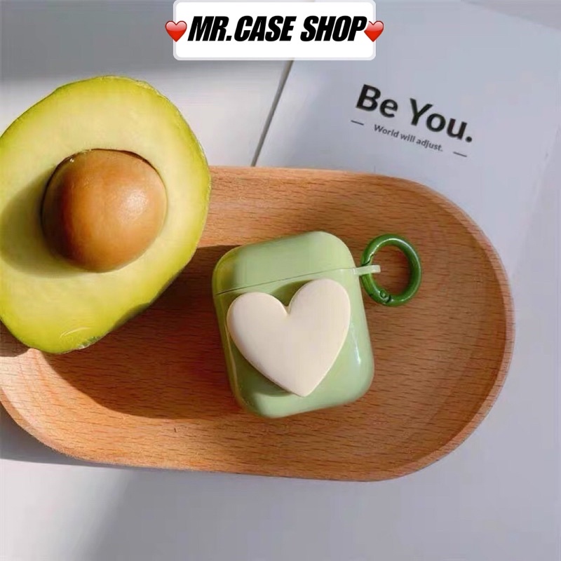 [ CÓ AP 3 ] Case Airpods 1/2 /Pro Vỏ Ốp Tai Nghe Hình Tim Màu Đỏ Sẩm - Mr.Case AirPods