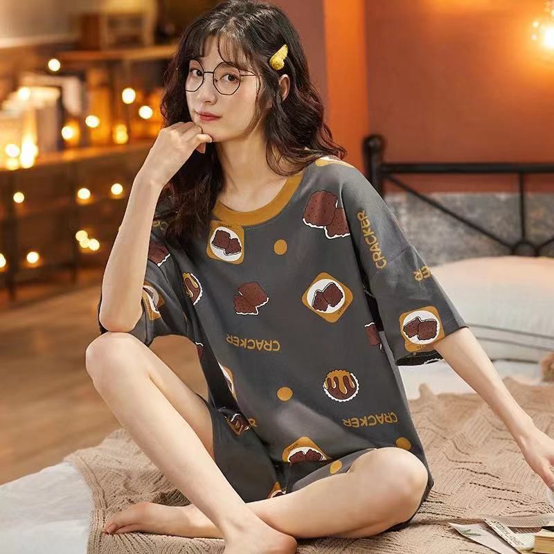 Bộ ngủ nữ pijama cộc tay chất thun cotton hoạt hình hot 2021 BN21