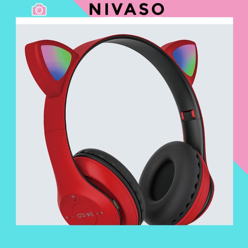 Tai Nghe Bluetooth Chụp tai ST71 có Mic Headphone không dây Dễ Thương tai mèo nghe nhạc, chơi game, cho bà bầu NIVASO | BigBuy360 - bigbuy360.vn