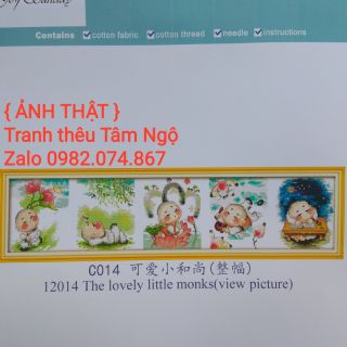 (Joy Sunday) Tranh thêu chữ thập chú tiểu dễ thương