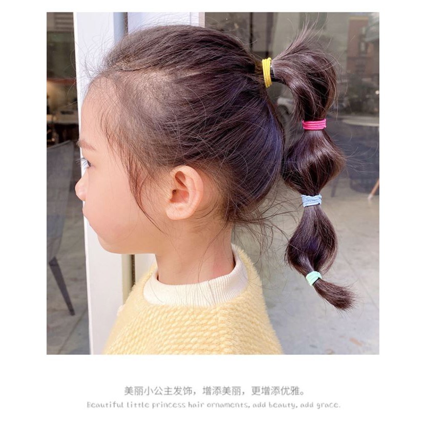 Set 100/250/500 thun cột tóc nhiều màu đàn hồi kèm túi zip có khóa tiện dụng cho bé phong cách Hàn Quốc- Selenshop