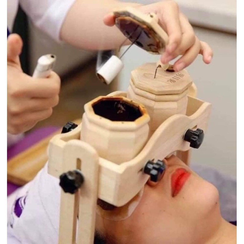 Bộ Xông Mắt NGẢI CỨU  Nóng - Dụng Cụ Xông Mắt Chất Liệu Gỗ Sồi  SPA ,TMV