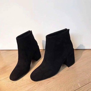 Giầy Bốt Nữ 7cm Da Lộn Gót Trụ VNXK