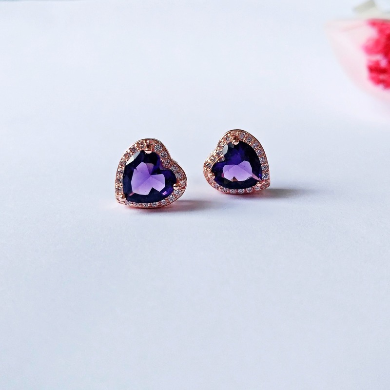 Bông Tai Trái Tim Đính Đá Xinh Xắn Cho Nữ