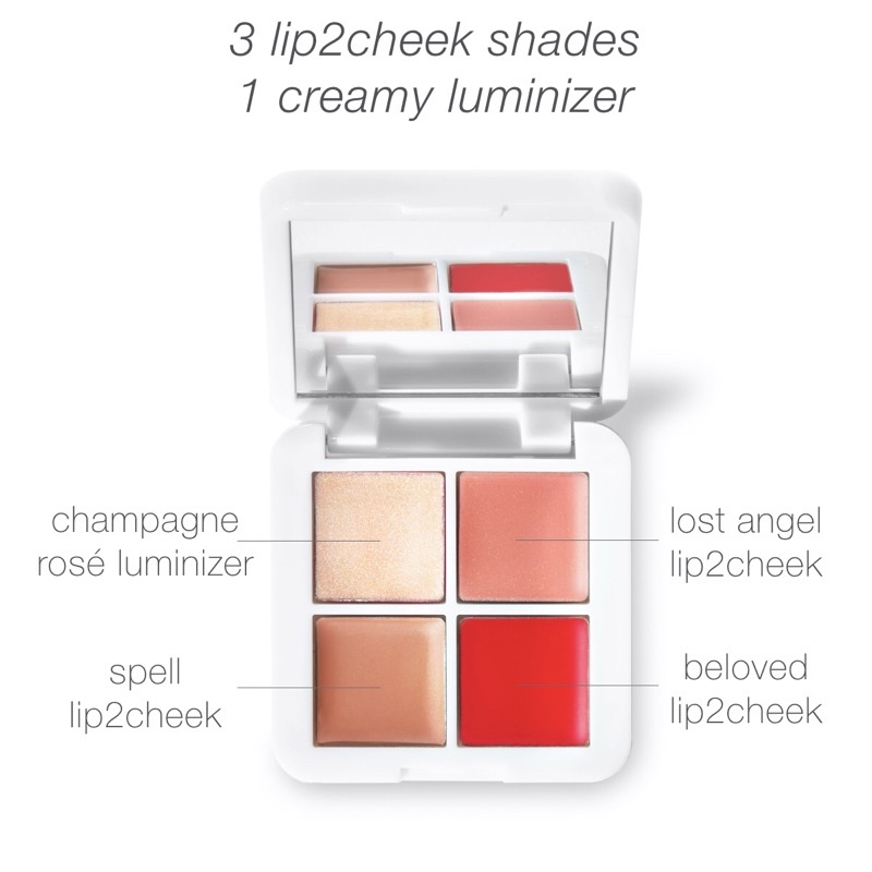 Son môi kiêm má hồng cao cấp Lip2Cheek Glow Quad Mini RMS Beauty