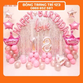 [Tặng quà] Set Bóng Trang Trí Sinh Nhật {Chọn màu, xanh bé trai và hồng bé gái}