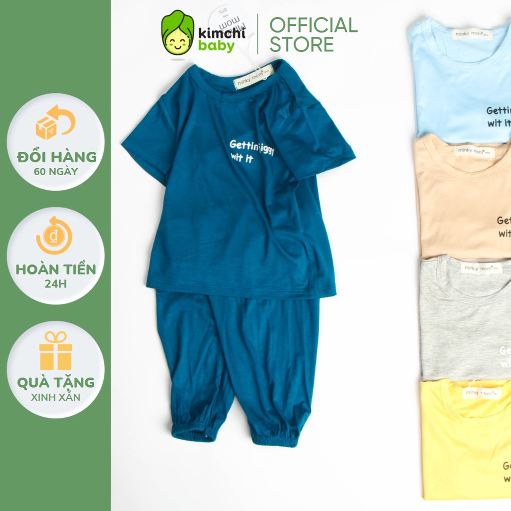 Bộ Quần Áo Alibaba Cho Bé Trai, Bé Gái Minky Mom Vải Thun Lạnh Họa Tiết Dễ Thương, Bộ Cộc Tay Quần Dài Mặc Nhà MKM2132