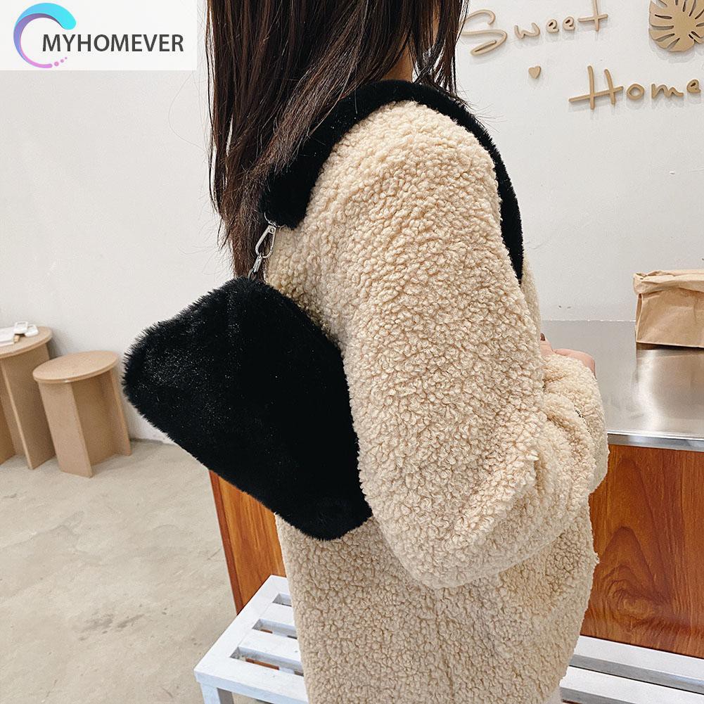 Túi xách đeo vai nhỏ phối lông họa tiết in màu da động vật cổ điển dành cho nữ