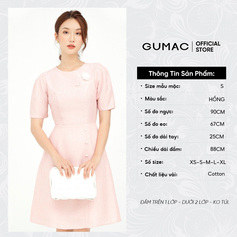 Đầm xòe nữ rã cúp cơ bản nhiều màu GUMAC đính kèm hoa cài DB543 | BigBuy360 - bigbuy360.vn