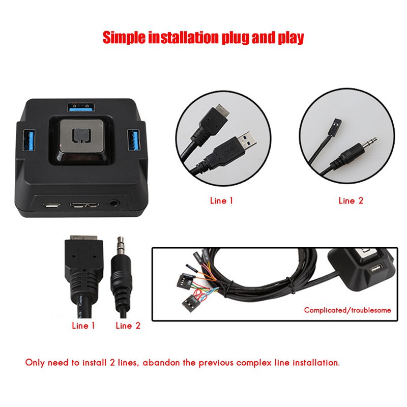 Pc Case Power Supply On / Off 3 Port Usb 3.0