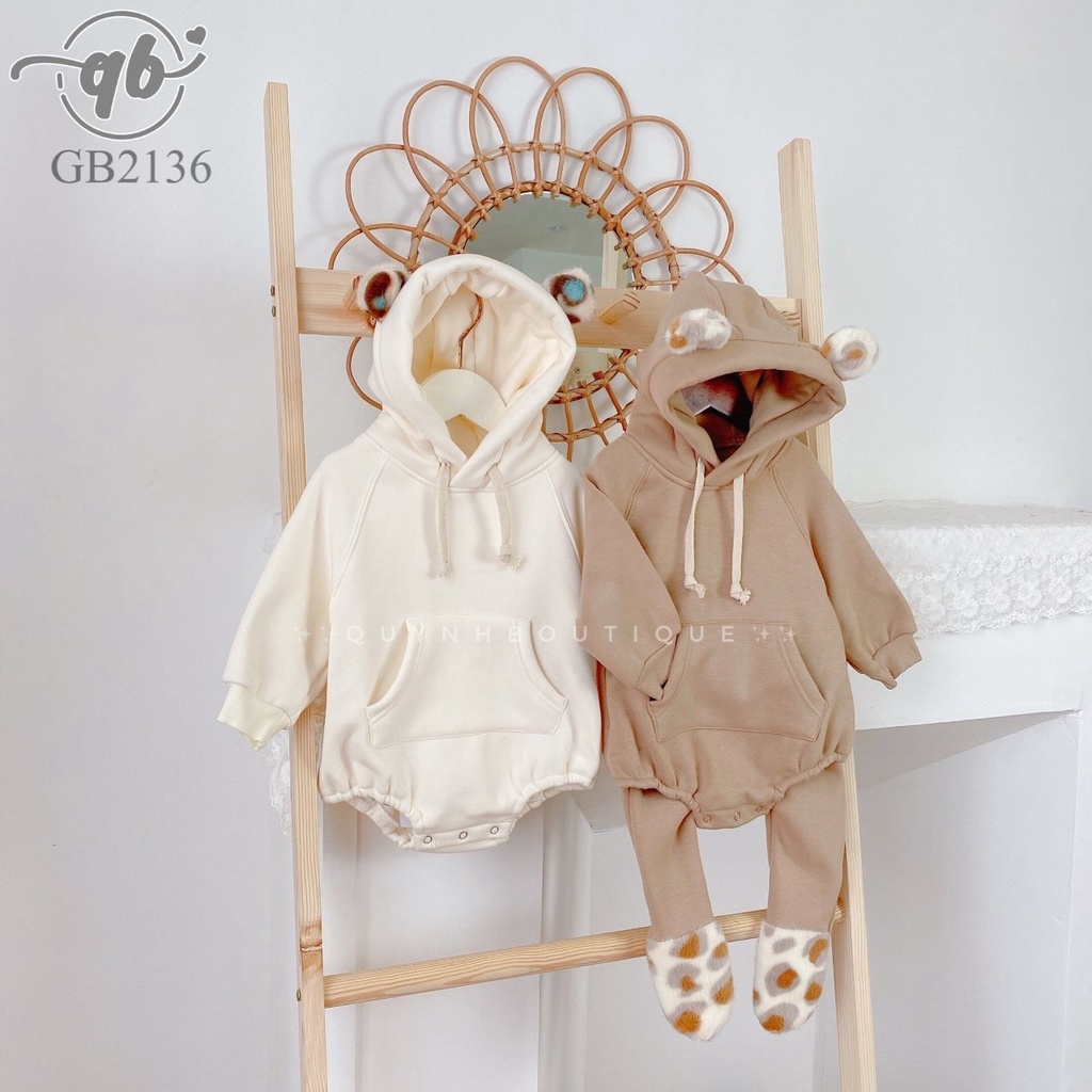 Body trẻ em Quỳnh Boutique Mẫu body hoodie gấu cho bé yêu