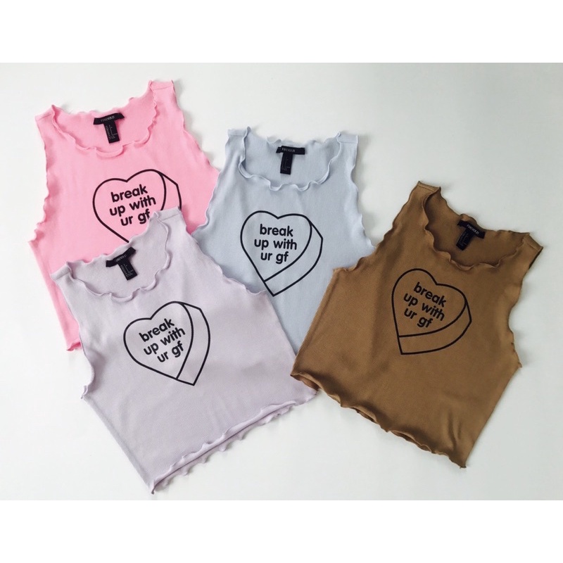 Áo croptop 3 lổ wash xoăn lai in trái tim vnxk