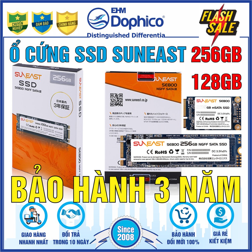 Ổ cứng SSD M2.Ngff / mSATA SunEast 256GB/128GB nội địa Nhật Bản – CHÍNH HÃNG – Bảo hành 3 năm