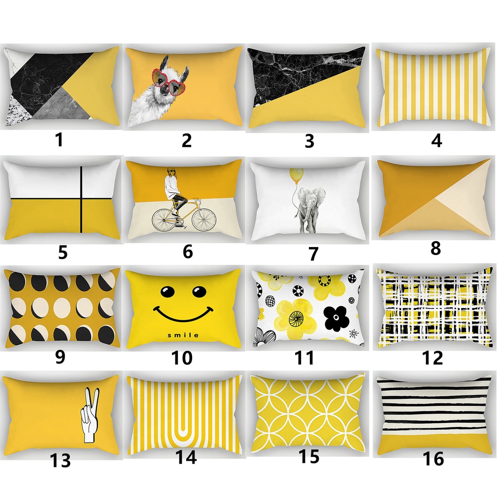 Vỏ áo gối sofa trang trí họa tiết tông màu vàng 30cm×50cm