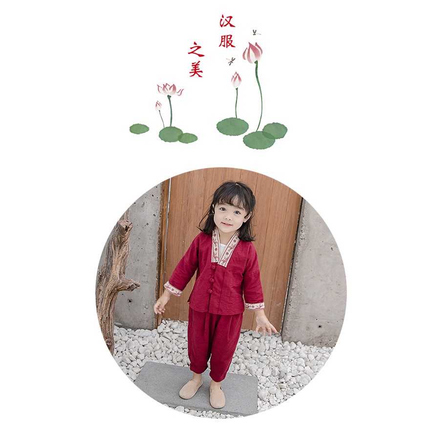 Đồ Hán phục trẻ em bé gái bé trai mặc đi chùa đi chơi trung thu pyjama cực đẹp