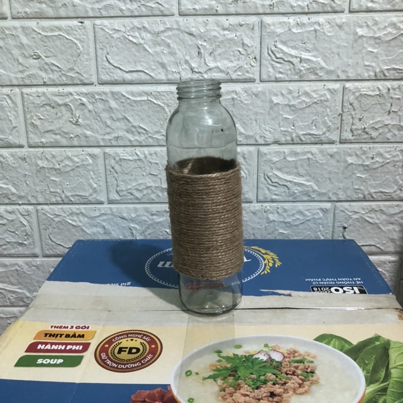 Lọ thuỷ tinh trang trí dây thừng,bình hoa cắm hoa decor trang trí quấn dây gai phong cách vintage