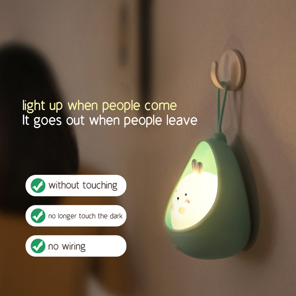 Đèn LED Cảm Biến Chuyển Động Hình Động Vật Dễ Thương Sạc USB Tiết Kiệm Năng Lượng Bảo Vệ Mắt Cho Phòng Ngủ Trẻ Em