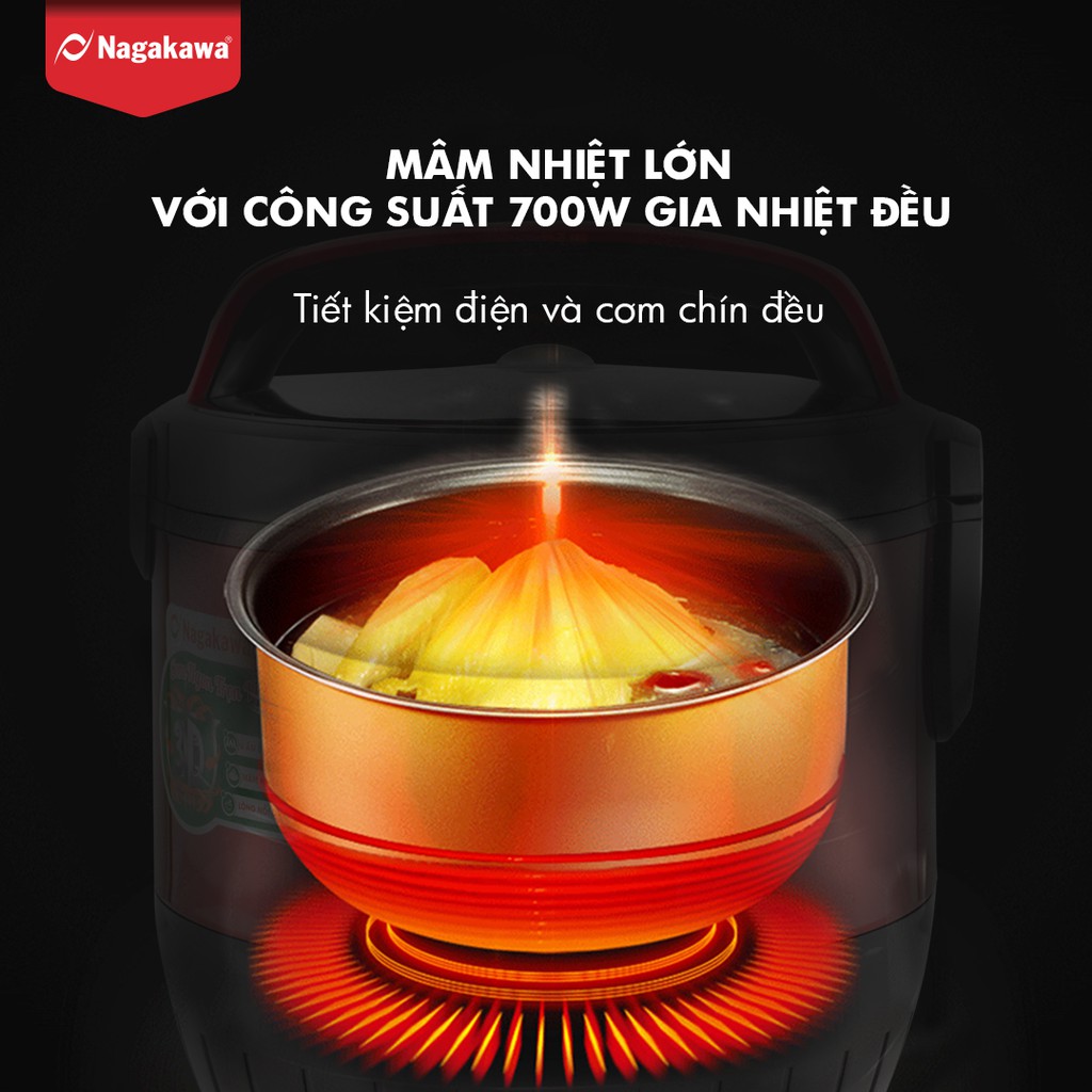 Nồi cơm điện 1.8L Nagakawa NAG0119(đỏ)