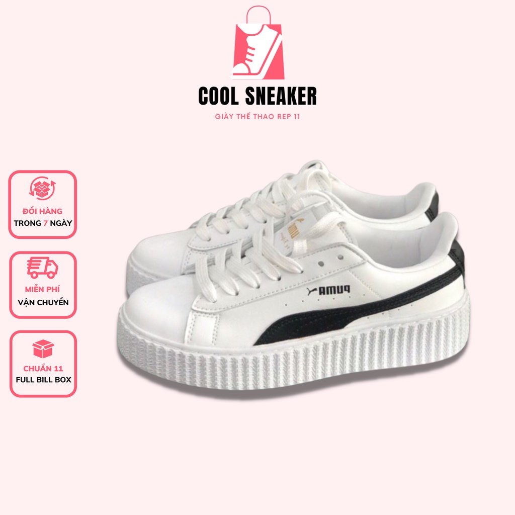 Giày Thể Thao Sneaker 𝗣𝘂𝗺𝗮 Nữ Trắng Sọc Đen Độn Đế Tăng Chiều Cao Hàng 1:1 [Full Bill + Box]