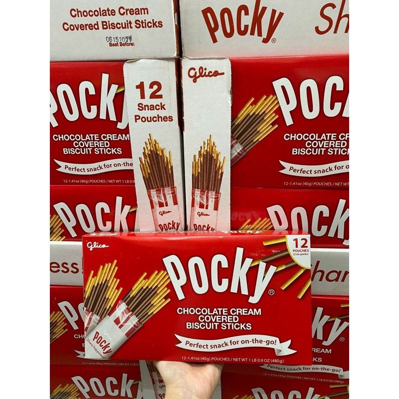 [TÁCH LẺ] BÁNH QUE SOCOLA POCKY CHOCOLATE CREAM COVERED BISCUIT STICKS SHARE HAPPINESS 40G 240G (CHUẨN HÀNG COSTCO USA)